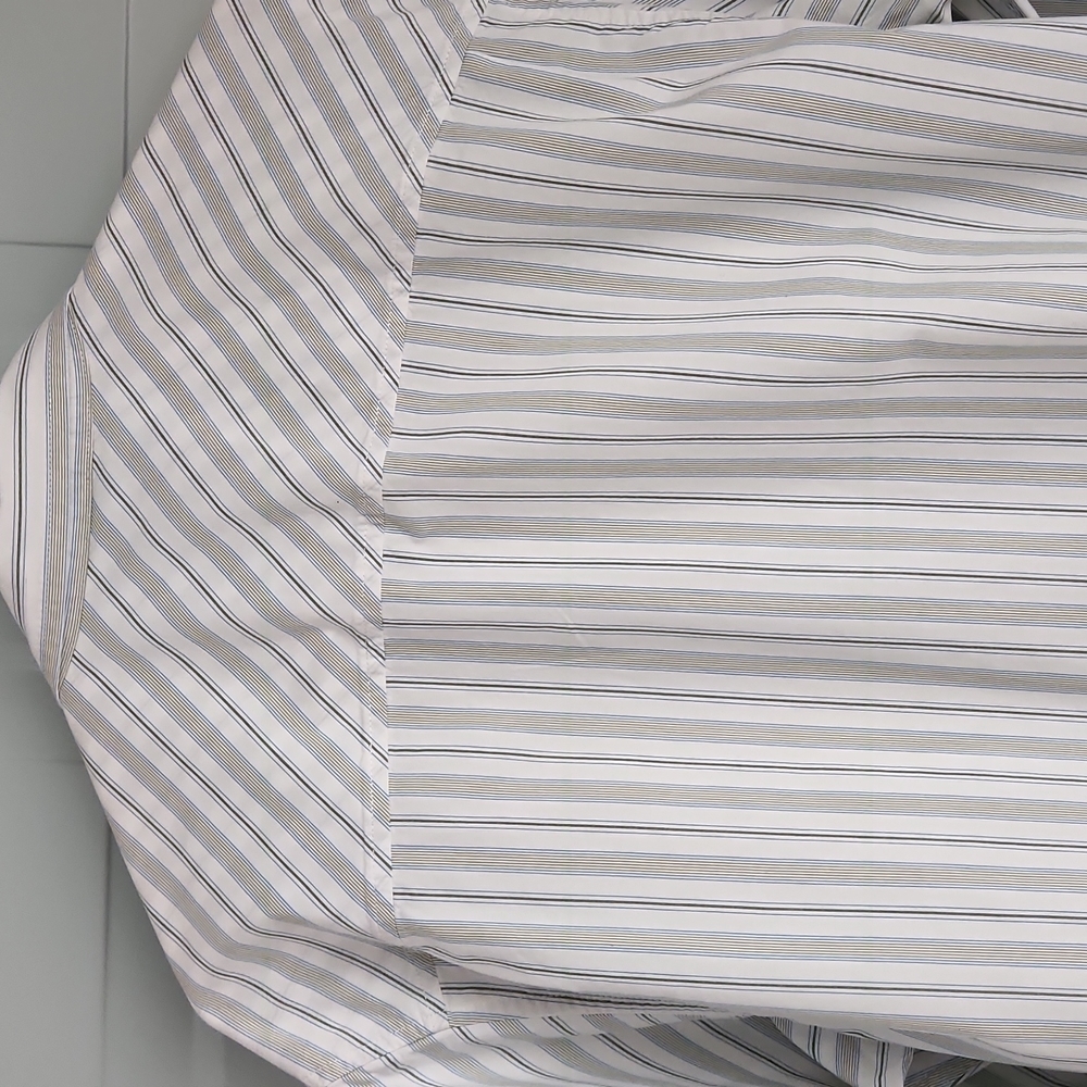 Old Navy, Men's,M,  Button Down Collar, White, w Green & Blue Stripe - Picture 6 of 9
